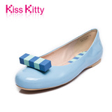 Kiss Kitty专柜正品新款纯色真皮舒适低跟平底圆头OL女单鞋套脚潮