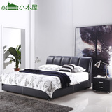 小木屋卧室储物床高箱床1.5美式高箱床现代简约1.8米真皮板式软床