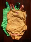儿童日本连体泳衣男童温泉女童中大童孩子训练班泳装原单出口绿黄