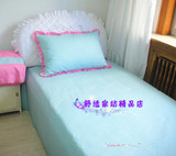 纯棉 床单 粉绿 甜心公主 单人 双人 床单 枕套 被套 床品 定做