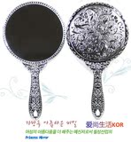 韩国GS公主镜 美容化妆手柄镜子随身梳妆镜 金色 银色 大小号