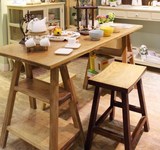 美式乡村loft写字桌原实木餐桌复古休闲办公桌工作台书桌会议桌子
