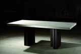 伊朗天然大理石白洞石餐桌椅组合长方形餐台简约现代家具KD-024E