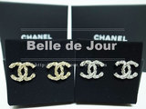 Chanel欧洲专柜正品代购A63057 麻花CC耳钉 复古银 现货折扣
