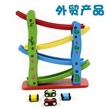 四层天梯急速滑翔车滑梯车轨道飙车飞车儿童木制玩具 1-3-6岁宝宝
