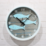 地中海风格欧式田园复古小鱼客厅卧室壁钟创意简约装饰静音挂钟表