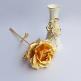金玫瑰花 24k金箔玫瑰花配陶瓷花瓶送女友老婆创意生日情人节礼物