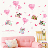墙贴包邮 客厅卧室浪漫婚房沙发背景墙照片墙 爱心气球相框墙贴纸