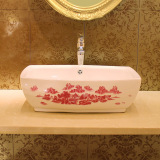 卫生间浴室洗手盆台盆 正品双层山水图案复古面盆陶瓷方形0#13#