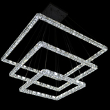 钰华三面水晶吊灯正方形LED水晶灯特色三面水晶客厅吊灯包邮