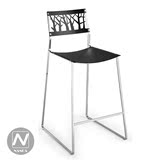 暖家设计师北欧不锈钢吧台椅创意特色镂空高脚椅意大利西餐厅椅子