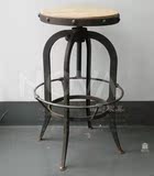 铁艺铁椅升降吧椅旋转吧椅吧台椅时尚简约创意实木椅子吧台凳子