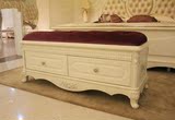 艾美 法式奢华紫色绒布钻石968带储物抽屉床边凳1.2米长床尾凳968