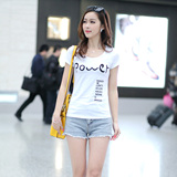 2016新款夏装女士短袖t恤 韩版修身短款上衣纯棉半袖大码打底小衫