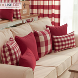 力可!日式色织沙发靠垫靠垫套抱枕套靠枕腰靠抱枕不含芯#15樱桃红