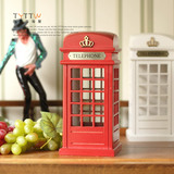 欧式木质英国街头电话亭储蓄罐家居装饰工艺品摆设 英式摆件