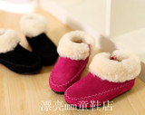2015秋冬季新款潮女童 儿童韩版羊毛磨砂牛皮加绒加厚豆豆鞋 棉鞋