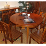实木餐桌餐厅乌金木家具圆桌可折叠餐台特价新中式抽屉餐椅特价