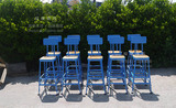 星巴克蓝色铁艺吧凳高脚凳吧台凳 咖啡厅甜品店西餐厅酒吧椅 定做
