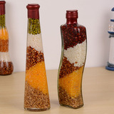 几何型五谷杂粮油瓶 家居饰品玻璃工艺摆件 柜子摆设品 艺术品装