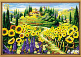 diy数字油画 客厅大幅 花卉手绘 田园风景 带散框 60*80 花田印象