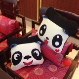 精准印花十字绣抱枕可爱儿童 潘达达熊猫 情侣抱枕 枕套卡通表情