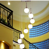 特价灯饰灯具现代复式楼梯吊灯客厅灯卧室灯餐厅玻璃奶白圆球吊灯