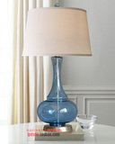 地中海简约欧式台灯卧室床头灯现代简约蓝色玻璃台灯田园创意时尚