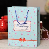 新款蓝色烫金手拎袋 创意喜糖盒子 结婚用品喜糖盒 个性欧式婚礼