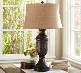 美式木头台灯创意个性布艺灯宜家客厅卧室台灯床头可调光学习装饰