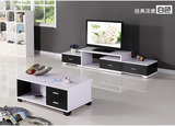 简约茶几电视柜组合韩式伸缩现代木质液晶地柜时尚黑白视听柜