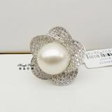 【恒福珍珠】奢华品 13-14mm 南洋白珍珠 戒指 天然白色珍珠指环
