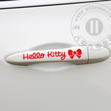 HELLO KITTY门把手拉手猫咪 反光车贴 可爱搞笑卡通汽车贴花