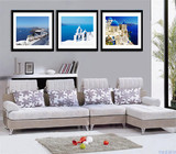 地中海客厅装饰画风景挂画现代简约墙画欧式有框画电表箱画框画壁