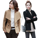 2014春秋新款韩版女装短款毛呢外套双排扣短大衣外套加厚呢子外套