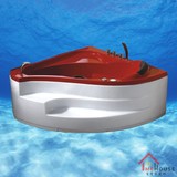 热销佛山百馨家浴缸 新型珠光板材质扇形浴缸大红面缸、咖啡色