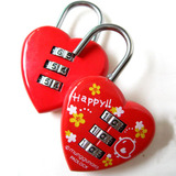 创意七夕心型密码锁/红色同心锁/背包挂锁/可爱创意学生锁/情侣锁