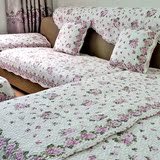 双面全棉韩式田园沙发垫布艺坐垫套罩靠背扶手巾黄紫色玫瑰花方格