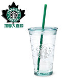 Starbucks Cold Cup 星巴克LOGO玻璃吸管杯冰杯随行杯子 473ml