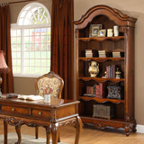美式实木书柜 书架 陈列柜 展示置物架 欧式书房组合椅 书桌包邮