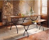 复古工业风格设计铁木餐桌 LOFT工作台全实木餐桌椅子组合桌子