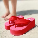 2016夏季波西米亚坡跟凉拖女厚底套趾拖鞋居家女鞋夹板夹脚沙滩鞋