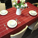 桌布结婚礼物 现代欧式田园 英伦布艺餐桌布台布茶几盖布格子 红