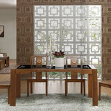 简约实木餐桌椅组合 中式钢化玻璃6人位橡木餐台桌子 实木餐椅