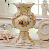 欧式装饰品摆件景德镇描金陶瓷花瓶创意家居客厅工艺品送结婚礼物