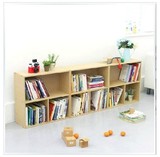 儿童两层书柜 实木组合书柜 实木书架 松木书柜 原木色