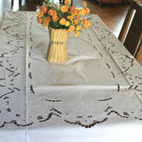 桌布长桌布桌布桌布西式白色纯棉桌布长方形镂空法式绣花台布桌布