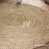久忆 纯天然环保纯手工编织 圆形黄麻地毯 定制任意尺寸 客厅餐厅