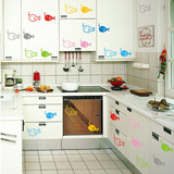 创意可爱卫生间浴室玻璃厕所瓷砖墙贴 卡通彩色小鱼墙壁随心贴纸