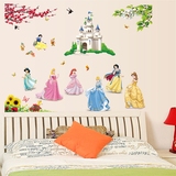 包邮特大幼儿园情景贴画白雪公主城堡 特价卧室床头可移除墙贴